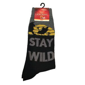 Disney the Lion King STAY WILD Men's Crew Socks Simba Pumbaa Timon